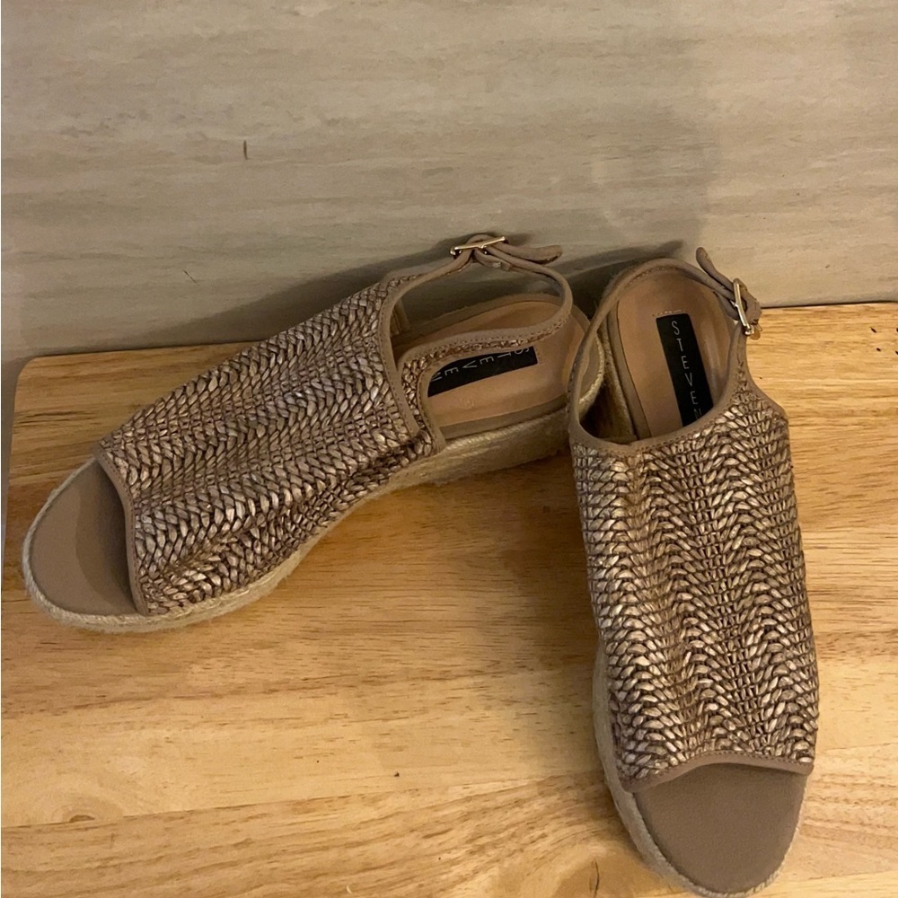 Steven By Steve Madden Courage Espadrille wedge Sandal Woven Raffia Material - Picture 3 of 13